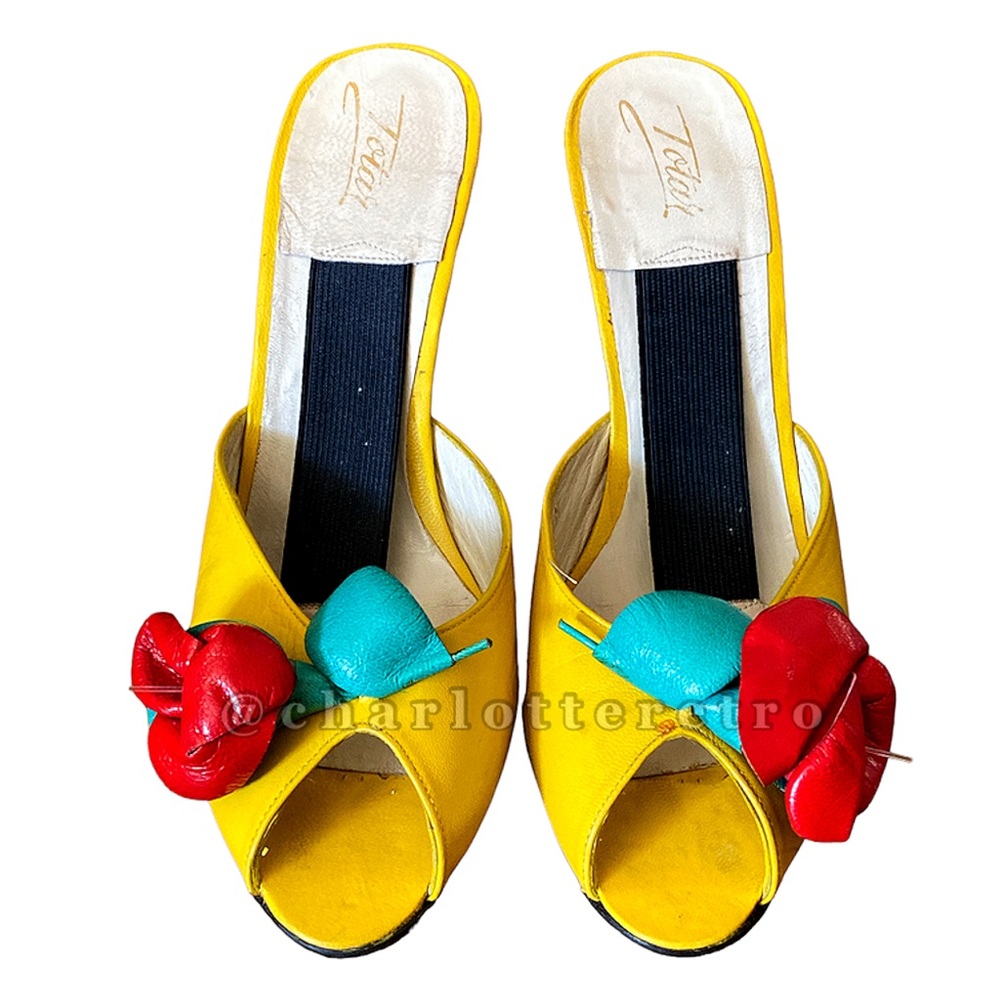 vtg Totar Leather 4" Wedge Heels • Made in Spain
